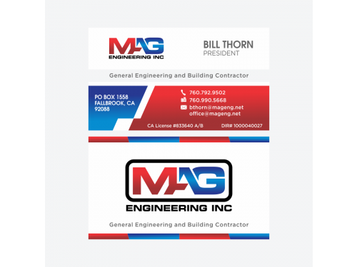 Design for Contest: Business cards for MAG Engineering Inc
