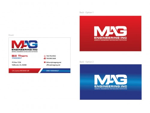 Design for Contest: Business cards for MAG Engineering Inc