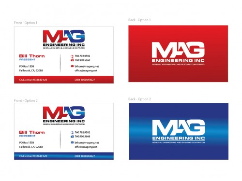 Design for Contest: Business cards for MAG Engineering Inc