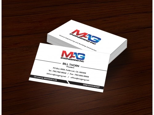 Design for Contest: Business cards for MAG Engineering Inc