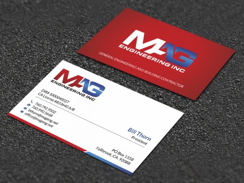 Business cards for MAG Engineering Inc