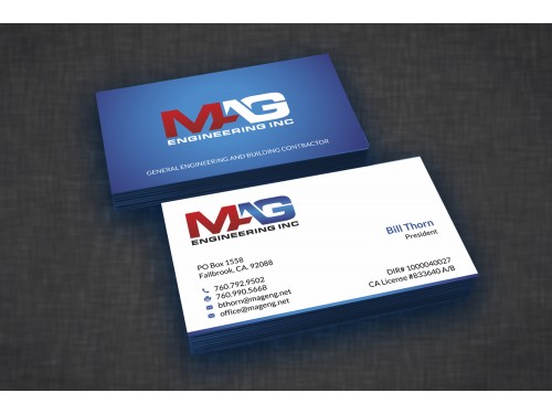 Business cards for MAG Engineering Inc