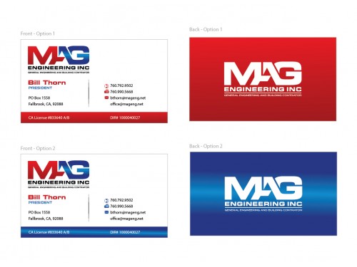 Design for Contest: Business cards for MAG Engineering Inc