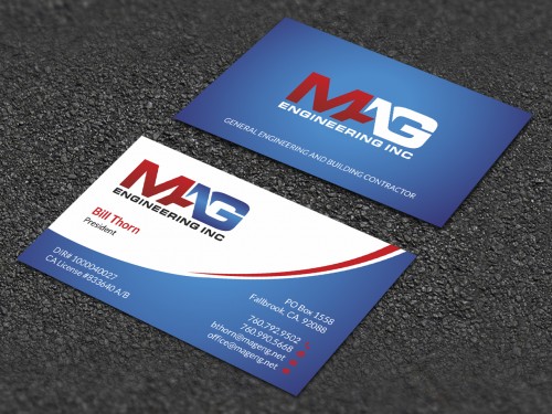 Business cards for MAG Engineering Inc