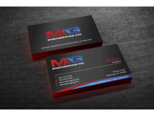 Business cards for MAG Engineering Inc