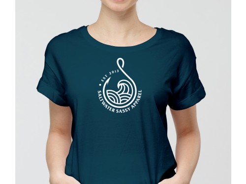 Design for Contest: SASSY BEACH WAVE & FISHING HOOK & TEE